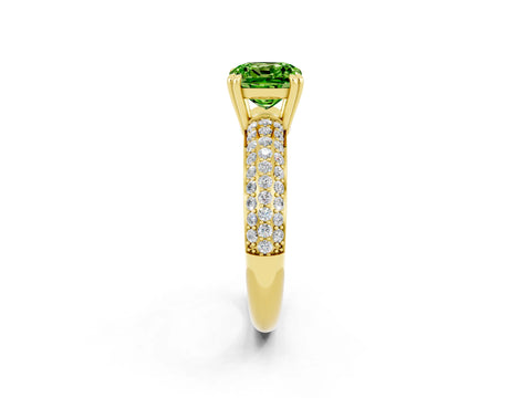 Yellow gold Cushion Cut Cut Pave Diamond Engagement Ring with Channel Set Band and Four-Prong Setting_2