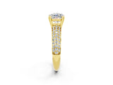Yellow gold Cushion Cut Cut Pave Diamond Engagement Ring with Channel Set Band and Four-Prong Setting_2