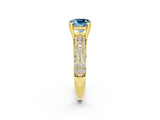 Yellow gold Cushion Cut Cut Pave Diamond Engagement Ring with Channel Set Band and Four-Prong Setting_2