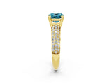 Yellow gold Cushion Cut Cut Pave Diamond Engagement Ring with Channel Set Band and Four-Prong Setting_2