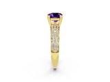 Yellow gold Cushion Cut Cut Pave Diamond Engagement Ring with Channel Set Band and Four-Prong Setting_2
