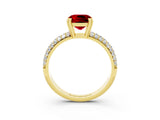 Yellow gold Cushion Cut Cut Pave Diamond Engagement Ring with Channel Set Band and Four-Prong Setting_3