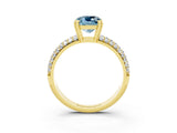 Yellow gold Cushion Cut Cut Pave Diamond Engagement Ring with Channel Set Band and Four-Prong Setting_3