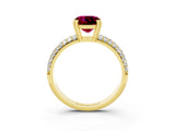 Yellow gold Cushion Cut Cut Pave Diamond Engagement Ring with Channel Set Band and Four-Prong Setting_3