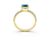 Yellow gold Cushion Cut Cut Pave Diamond Engagement Ring with Channel Set Band and Four-Prong Setting_3