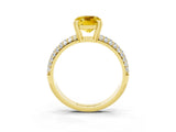 Yellow gold Cushion Cut Cut Pave Diamond Engagement Ring with Channel Set Band and Four-Prong Setting_3