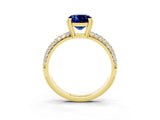Yellow gold Cushion Cut Cut Pave Diamond Engagement Ring with Channel Set Band and Four-Prong Setting_3