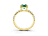 Yellow gold Cushion Cut Cut Pave Diamond Engagement Ring with Channel Set Band and Four-Prong Setting_3