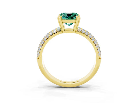 Yellow gold Cushion Cut Cut Pave Diamond Engagement Ring with Channel Set Band and Four-Prong Setting_3