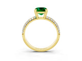 Yellow gold Cushion Cut Cut Pave Diamond Engagement Ring with Channel Set Band and Four-Prong Setting_3
