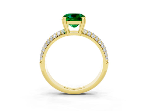 Yellow gold Cushion Cut Cut Pave Diamond Engagement Ring with Channel Set Band and Four-Prong Setting_3