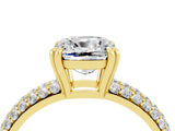 Yellow gold Cushion Cut Cut Pave Diamond Engagement Ring with Channel Set Band and Four-Prong Setting_4