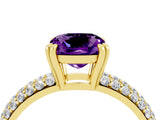 Yellow gold Cushion Cut Cut Pave Diamond Engagement Ring with Channel Set Band and Four-Prong Setting_4