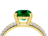 Yellow gold Cushion Cut Cut Pave Diamond Engagement Ring with Channel Set Band and Four-Prong Setting_4