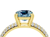 Yellow gold Cushion Cut Cut Pave Diamond Engagement Ring with Channel Set Band and Four-Prong Setting_4