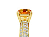 Yellow gold Cushion Cut Cut Pave Diamond Engagement Ring with Channel Set Band and Four-Prong Setting_5