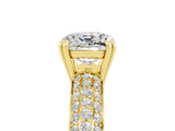 Yellow gold Cushion Cut Cut Pave Diamond Engagement Ring with Channel Set Band and Four-Prong Setting_5