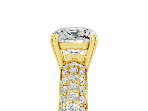 Yellow gold Cushion Cut Cut Pave Diamond Engagement Ring with Channel Set Band and Four-Prong Setting_5