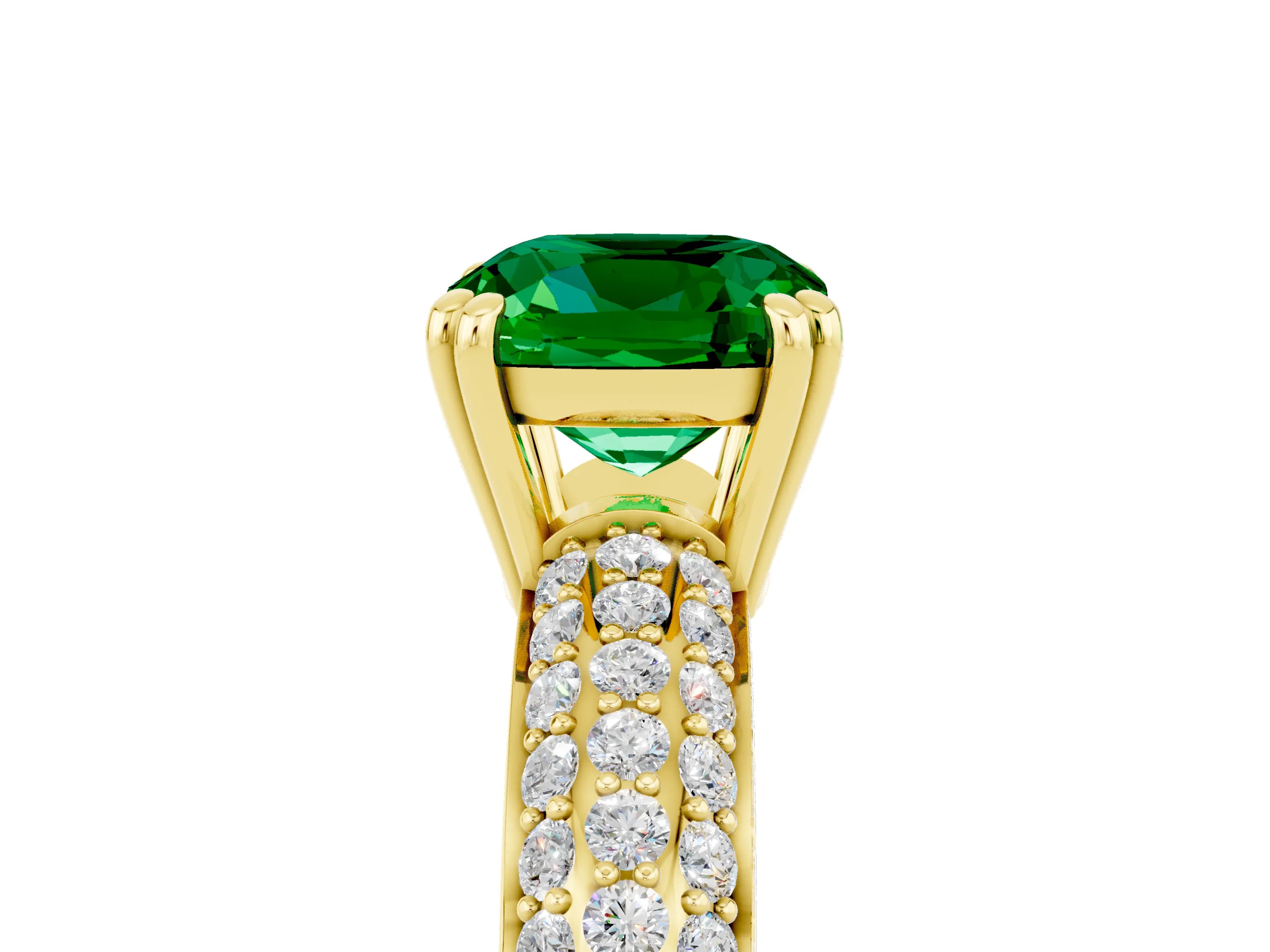 Yellow gold Cushion Cut Cut Pave Diamond Engagement Ring with Channel Set Band and Four-Prong Setting_5