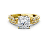 Yellow gold Cushion Cut Cut Pave Split Shank Engagement Ring with Four-Prong Setting_15