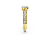 Yellow gold Cushion Cut Cut Pave Split Shank Engagement Ring with Four-Prong Setting_17