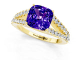 Yellow gold Cushion Cut Cut Split Shank Pave Diamond Engagement Ring with Four-Prong Setting_1