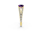 Yellow gold Cushion Cut Cut Split Shank Pave Diamond Engagement Ring with Four-Prong Setting_2