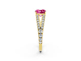 Yellow gold Cushion Cut Cut Split Shank Pave Diamond Engagement Ring with Four-Prong Setting_2