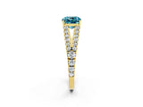 Yellow gold Cushion Cut Cut Split Shank Pave Diamond Engagement Ring with Four-Prong Setting_2