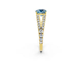 Yellow gold Cushion Cut Cut Split Shank Pave Diamond Engagement Ring with Four-Prong Setting_2