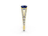 Yellow gold Cushion Cut Cut Split Shank Pave Diamond Engagement Ring with Four-Prong Setting_2