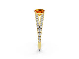 Yellow gold Cushion Cut Cut Split Shank Pave Diamond Engagement Ring with Four-Prong Setting_2