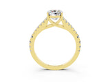 Yellow gold Cushion Cut Cut Split Shank Pave Diamond Engagement Ring with Four-Prong Setting_3