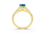 Yellow gold Cushion Cut Cut Split Shank Pave Diamond Engagement Ring with Four-Prong Setting_3