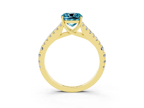 Yellow gold Cushion Cut Cut Split Shank Pave Diamond Engagement Ring with Four-Prong Setting_3
