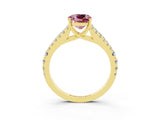 Yellow gold Cushion Cut Cut Split Shank Pave Diamond Engagement Ring with Four-Prong Setting_3