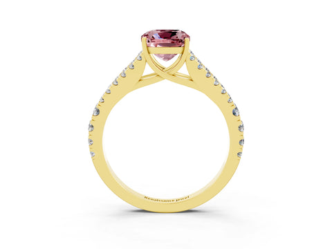 Yellow gold Cushion Cut Cut Split Shank Pave Diamond Engagement Ring with Four-Prong Setting_3