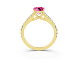 Yellow gold Cushion Cut Cut Split Shank Pave Diamond Engagement Ring with Four-Prong Setting_3