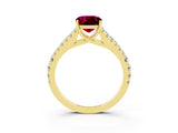 Yellow gold Cushion Cut Cut Split Shank Pave Diamond Engagement Ring with Four-Prong Setting_3