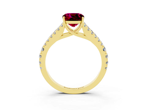 Yellow gold Cushion Cut Cut Split Shank Pave Diamond Engagement Ring with Four-Prong Setting_3