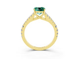 Yellow gold Cushion Cut Cut Split Shank Pave Diamond Engagement Ring with Four-Prong Setting_3