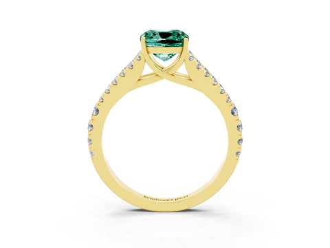 Yellow gold Cushion Cut Cut Split Shank Pave Diamond Engagement Ring with Four-Prong Setting_3