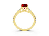 Yellow gold Cushion Cut Cut Split Shank Pave Diamond Engagement Ring with Four-Prong Setting_3