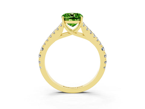 Yellow gold Cushion Cut Cut Split Shank Pave Diamond Engagement Ring with Four-Prong Setting_3