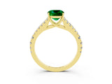 Yellow gold Cushion Cut Cut Split Shank Pave Diamond Engagement Ring with Four-Prong Setting_3
