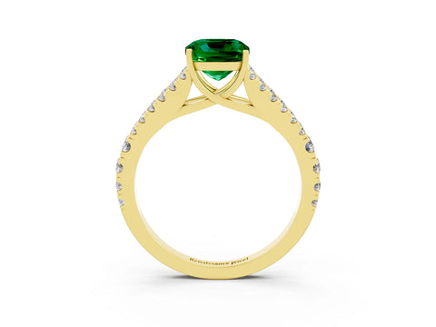 Yellow gold Cushion Cut Cut Split Shank Pave Diamond Engagement Ring with Four-Prong Setting_3