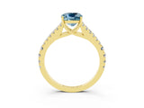Yellow gold Cushion Cut Cut Split Shank Pave Diamond Engagement Ring with Four-Prong Setting_3