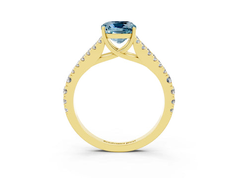 Yellow gold Cushion Cut Cut Split Shank Pave Diamond Engagement Ring with Four-Prong Setting_3