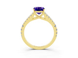 Yellow gold Cushion Cut Cut Split Shank Pave Diamond Engagement Ring with Four-Prong Setting_3
