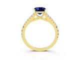 Yellow gold Cushion Cut Cut Split Shank Pave Diamond Engagement Ring with Four-Prong Setting_3